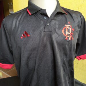 Manto Flamengo Casual Polo Preto com Vermelho