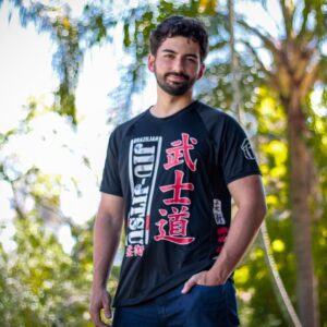 Rash Guard Jiu-Jitsu Brazilian Escrita Japonesa Preta